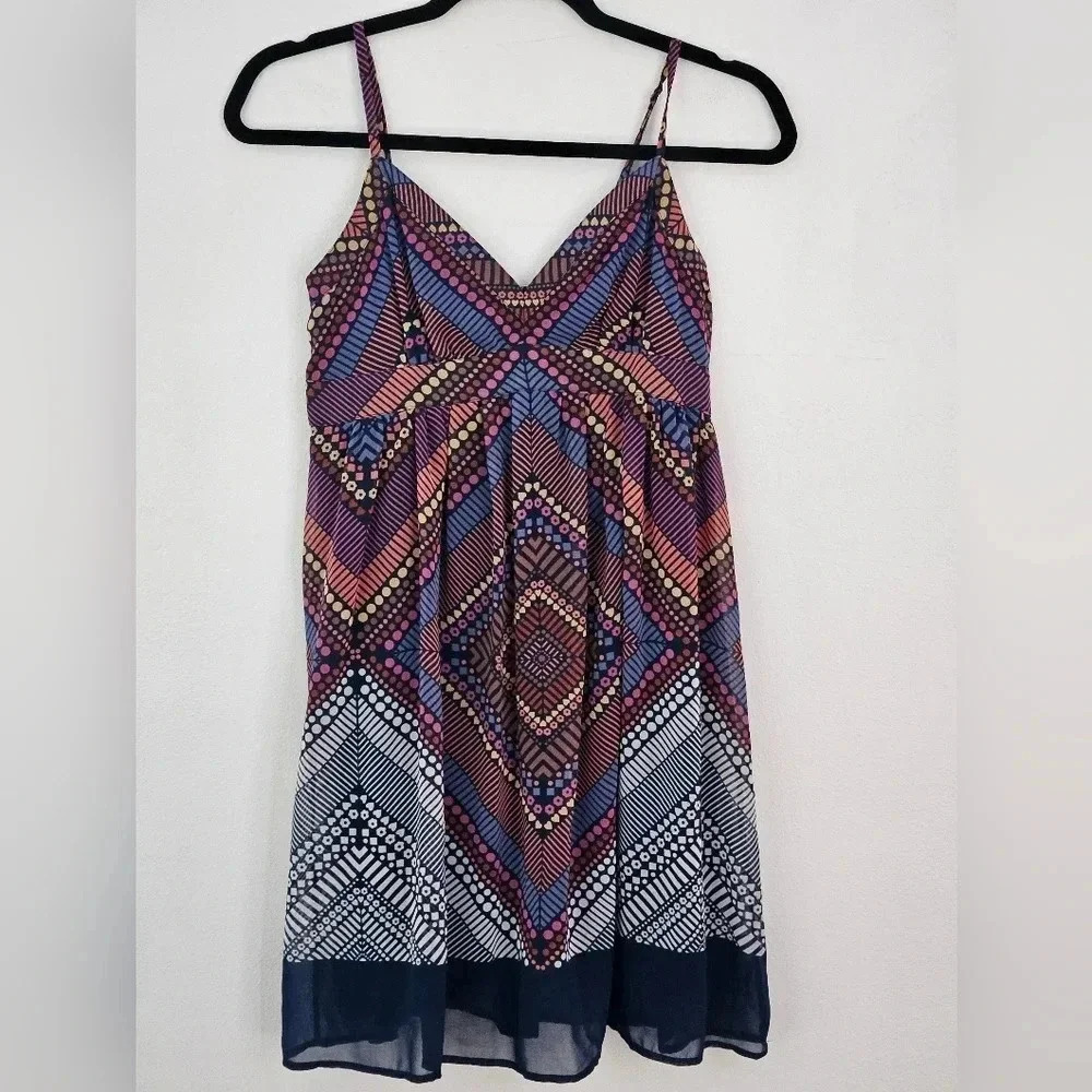 American Eagle Outfitter Geometric Print V Neck Spaghetti Strap Mini Dress Sz‎ 4